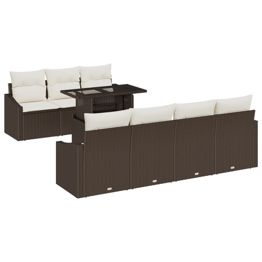 8-Delige Tuinbank Set Met Kussens Bruin Poly Rattan
