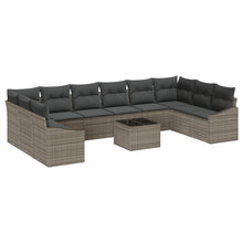 10-Delige Tuin Eettafel Set Met Kussens Zwart Poly Rattan Grijs met tafel