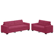 Bankstel 2-delig wijnrood polyester 221x78x80 cm