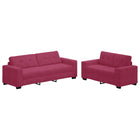 Bankstel 2-delig wijnrood polyester 221x78x80 cm