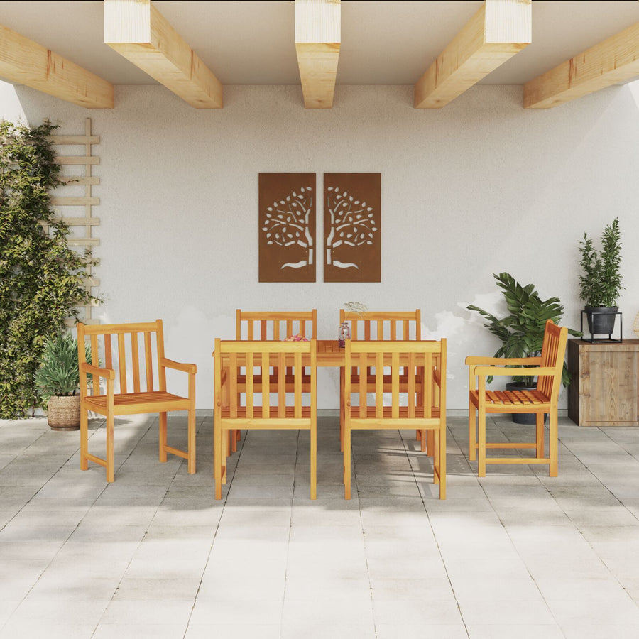 7-Delige Tuin Eetset Van Massief Acaciahout Tafellengte van 140 cm 6-zitter