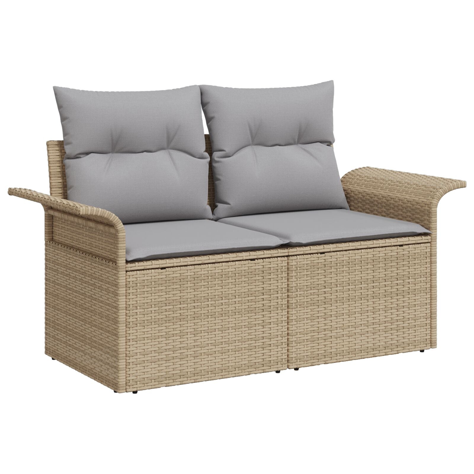 3-Delige Tuinbankset Met Kussens Beige Poly Rattan