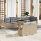 Garden Sofa Set with Cushion 9 pcs Beige Poly Rattan