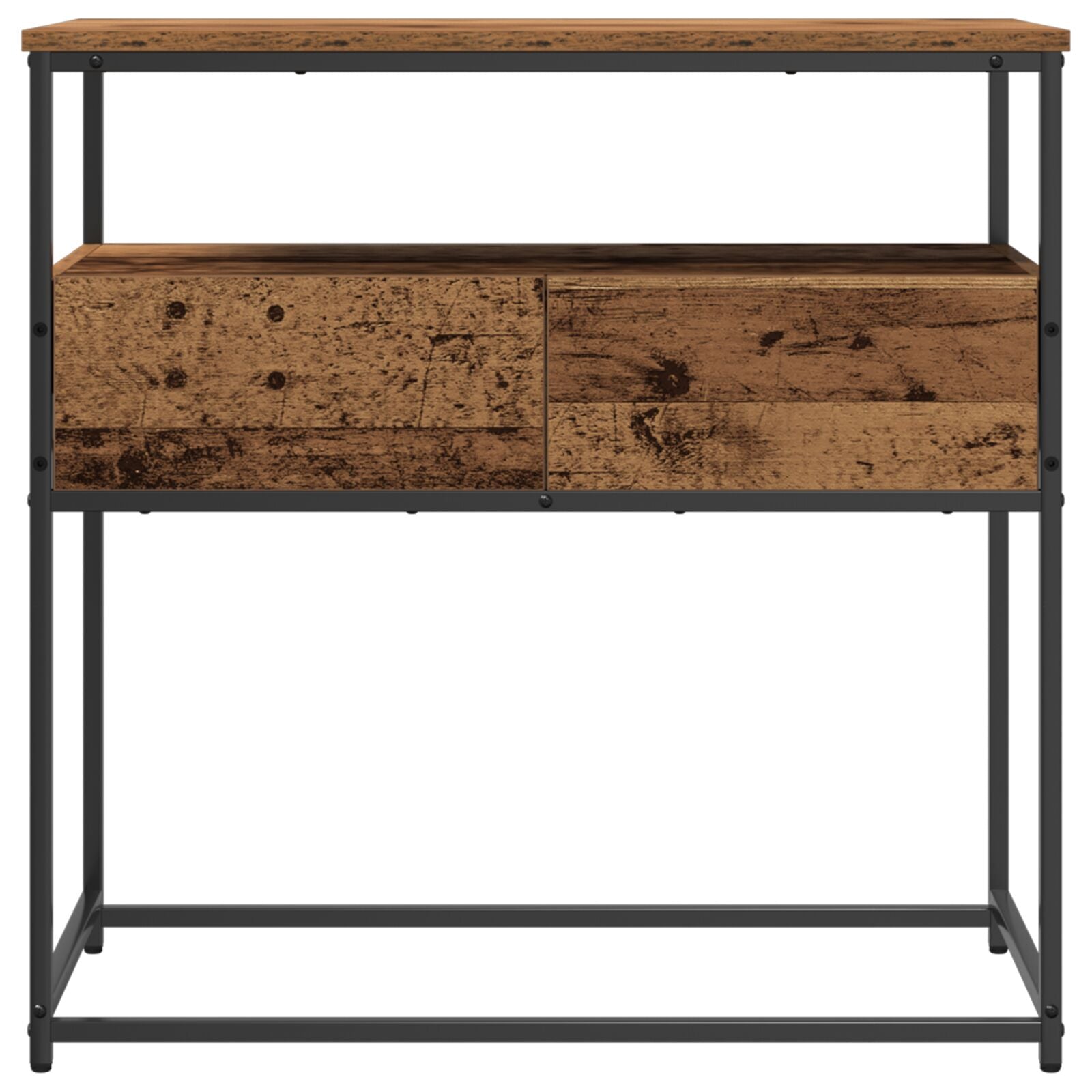 Console Tafel Oude Hout Engineered Hout En Staal Afsleten Hout 75 x 40 x 75 cm