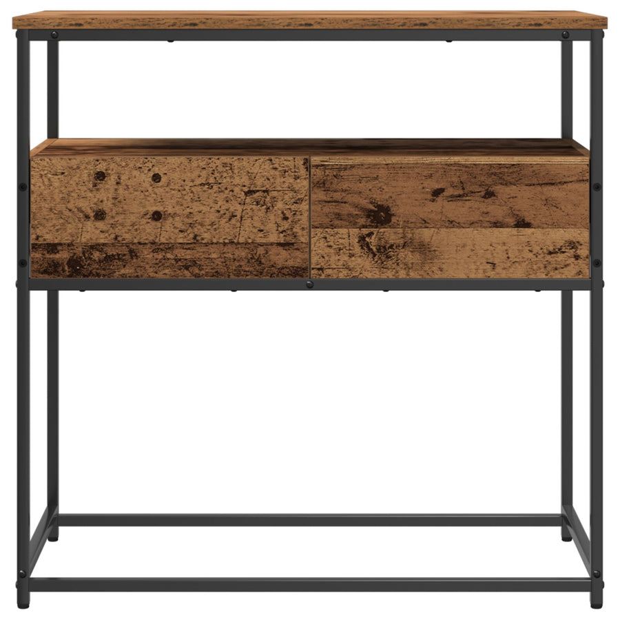 Console Tafel Oude Hout Engineered Hout En Staal Afsleten Hout 75 x 40 x 75 cm