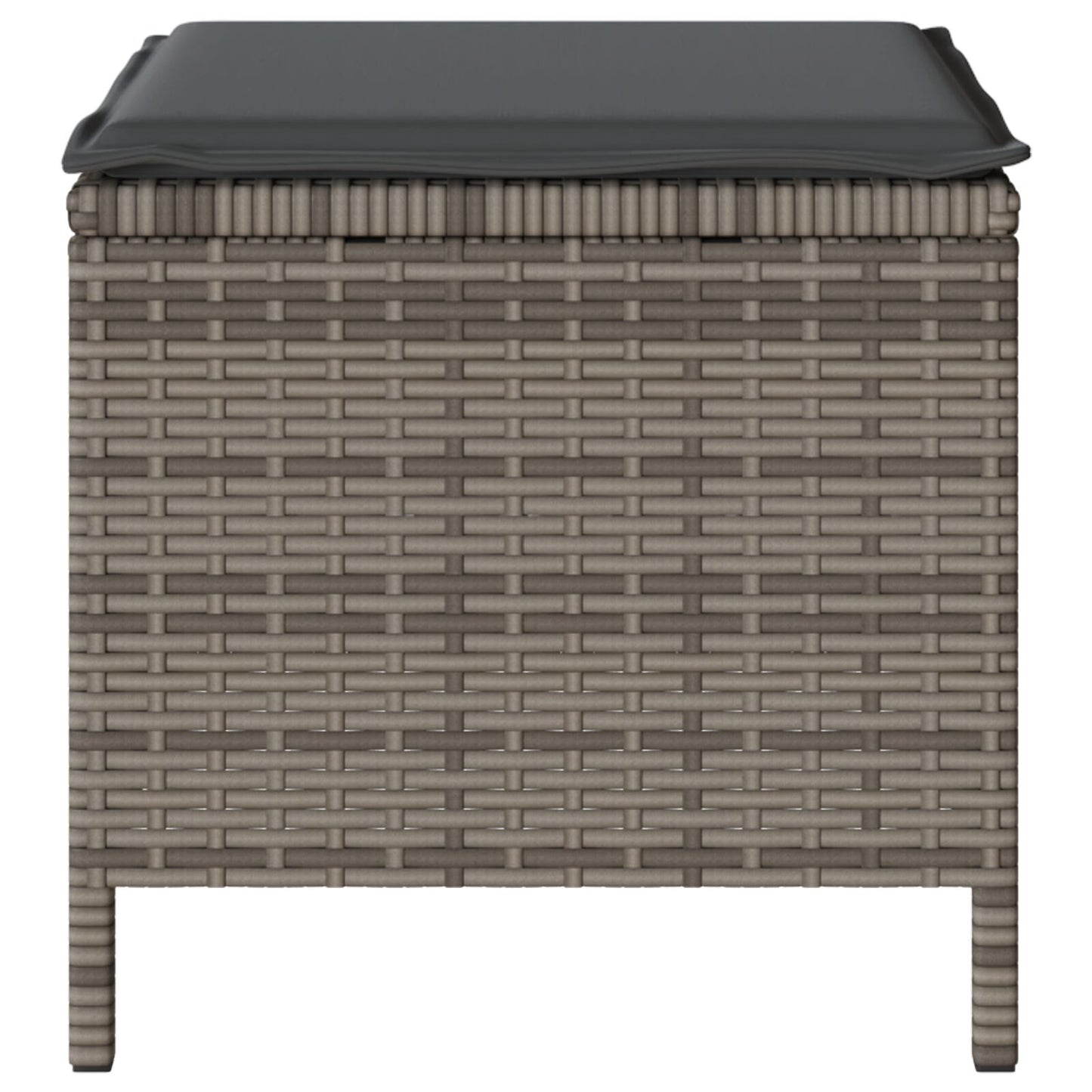 4-Delige Tuin Eetset Met Kussens Poly Rattan Acacia 110 cm Grijs 3 krukken