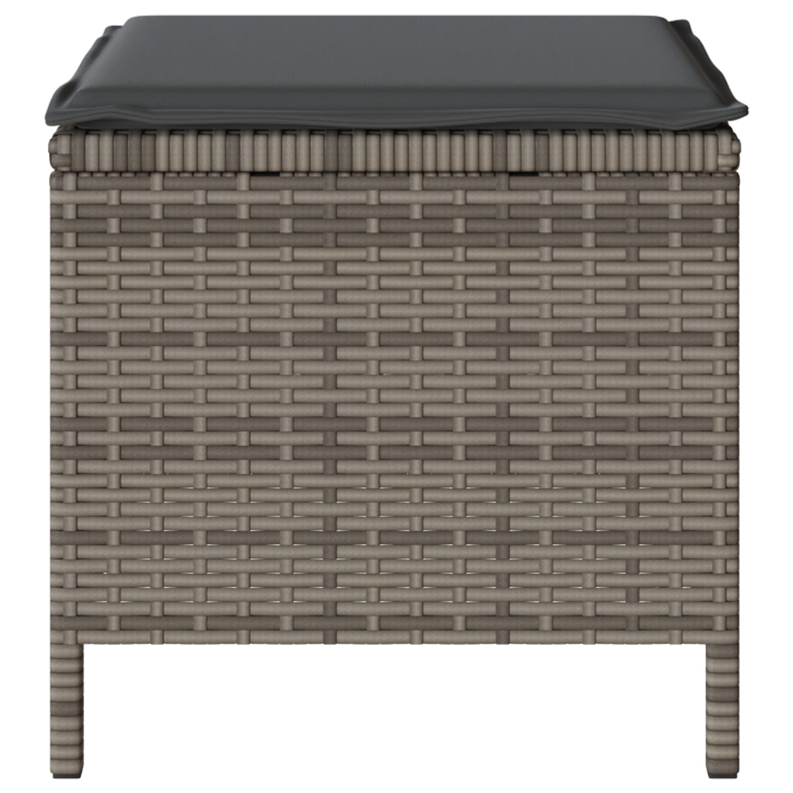 4-Delige Tuin Eetset Met Kussens Poly Rattan Acacia 110 cm Grijs 3 krukken