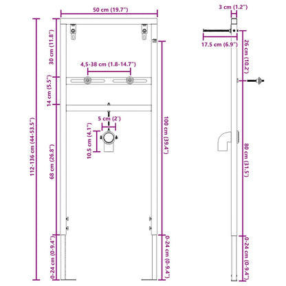Badkamer Accessoire Bevestigingen Blauw Metaal 50 X 17.5 X 136 Cm voor wastafelsysteem