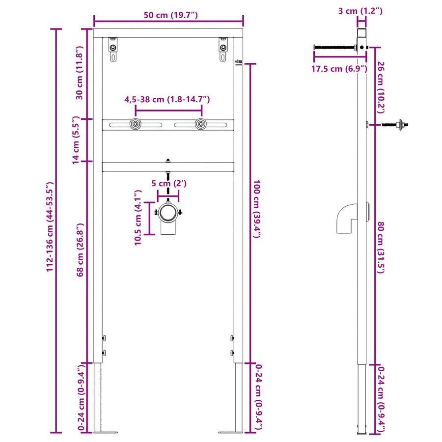 Badkamer Accessoire Bevestigingen Blauw Metaal 50 X 17.5 X 136 Cm voor wastafelsysteem