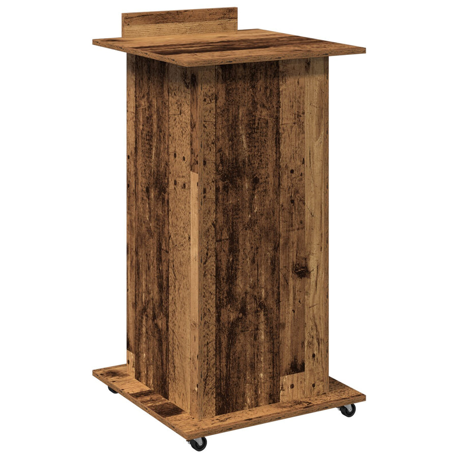 Leskantoor Podium Met Wielen Oud Hout Bewerkt Hout