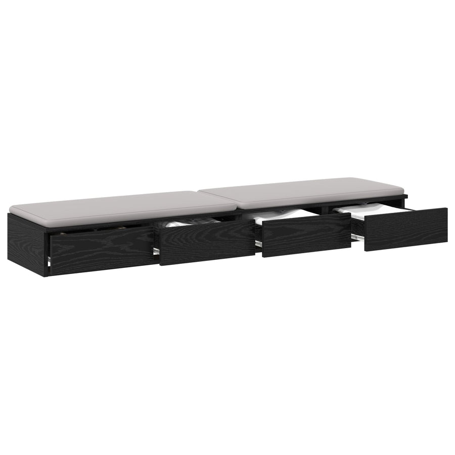 Bedladen Zwart 140X36,5X16,5 Cm Gefreesd Hout Zwart eiken 140 x 36.5 x 16.5 cm