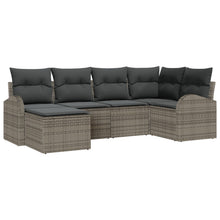 6-Delige Tuin Sofa Set Met Kussens Grijs Poly Rattan