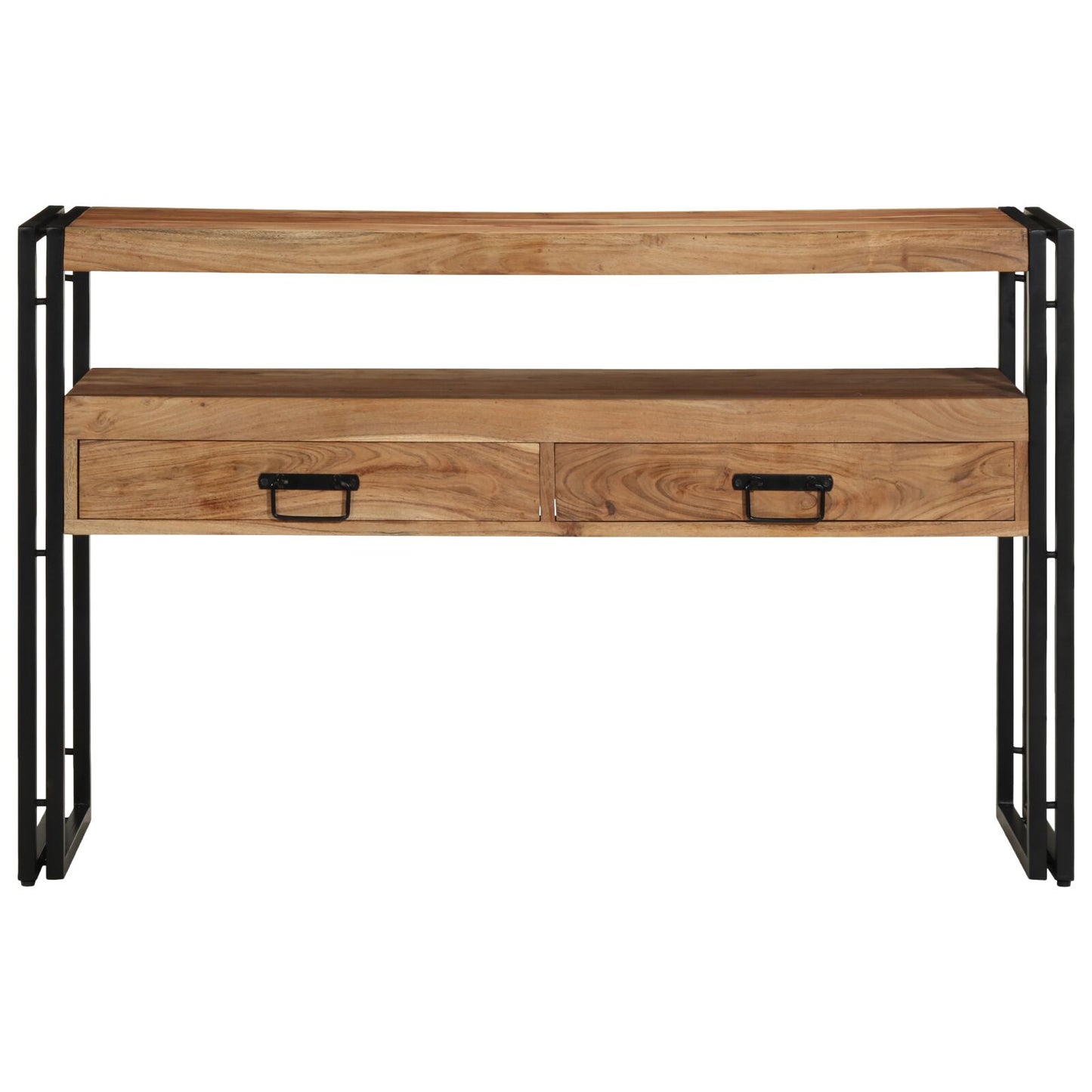 Bijzettafels Zwart En Metaal 120 x 33 x 75 cm Massief acaciahout