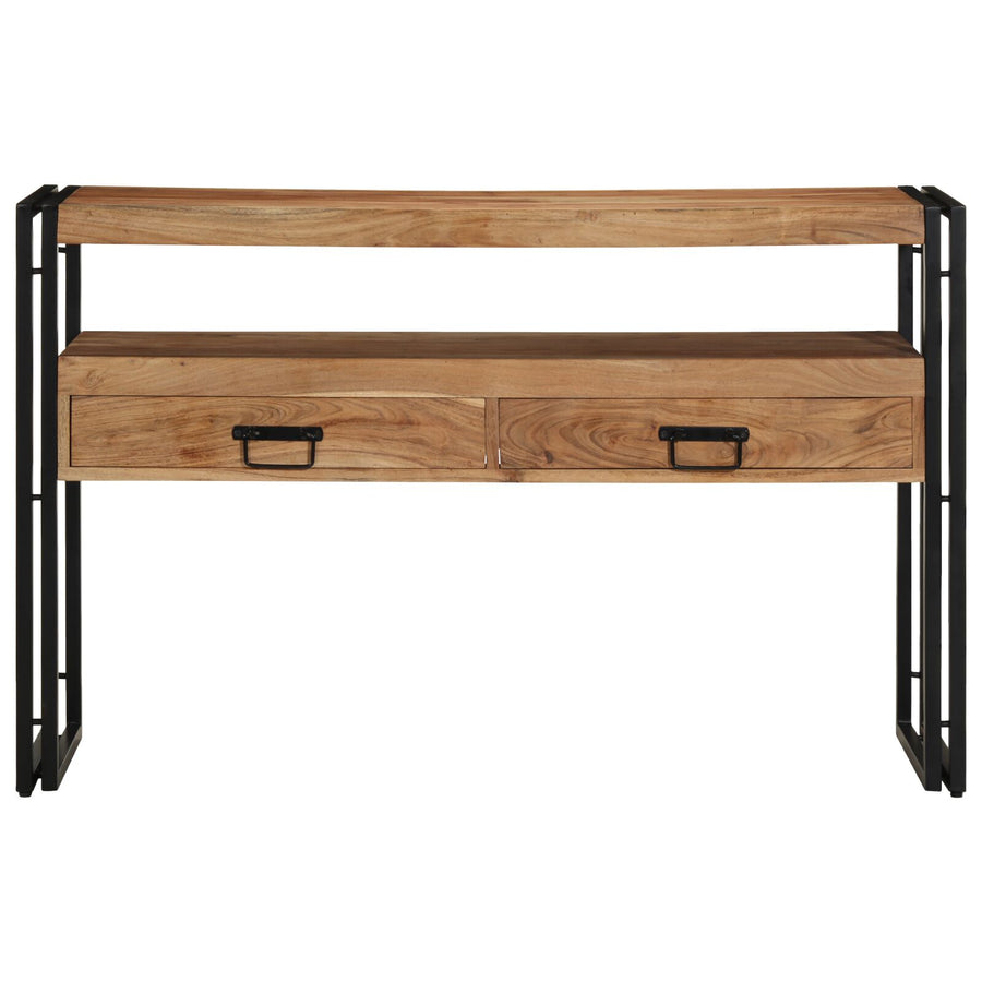 Bijzettafels Zwart En Metaal 120 x 33 x 75 cm Massief acaciahout