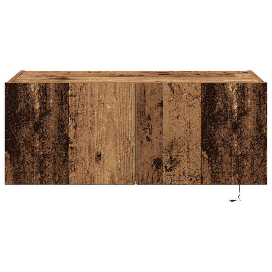 Tv Wandkast Met Led Verlichting Oud Hout 80X35X31 Cm