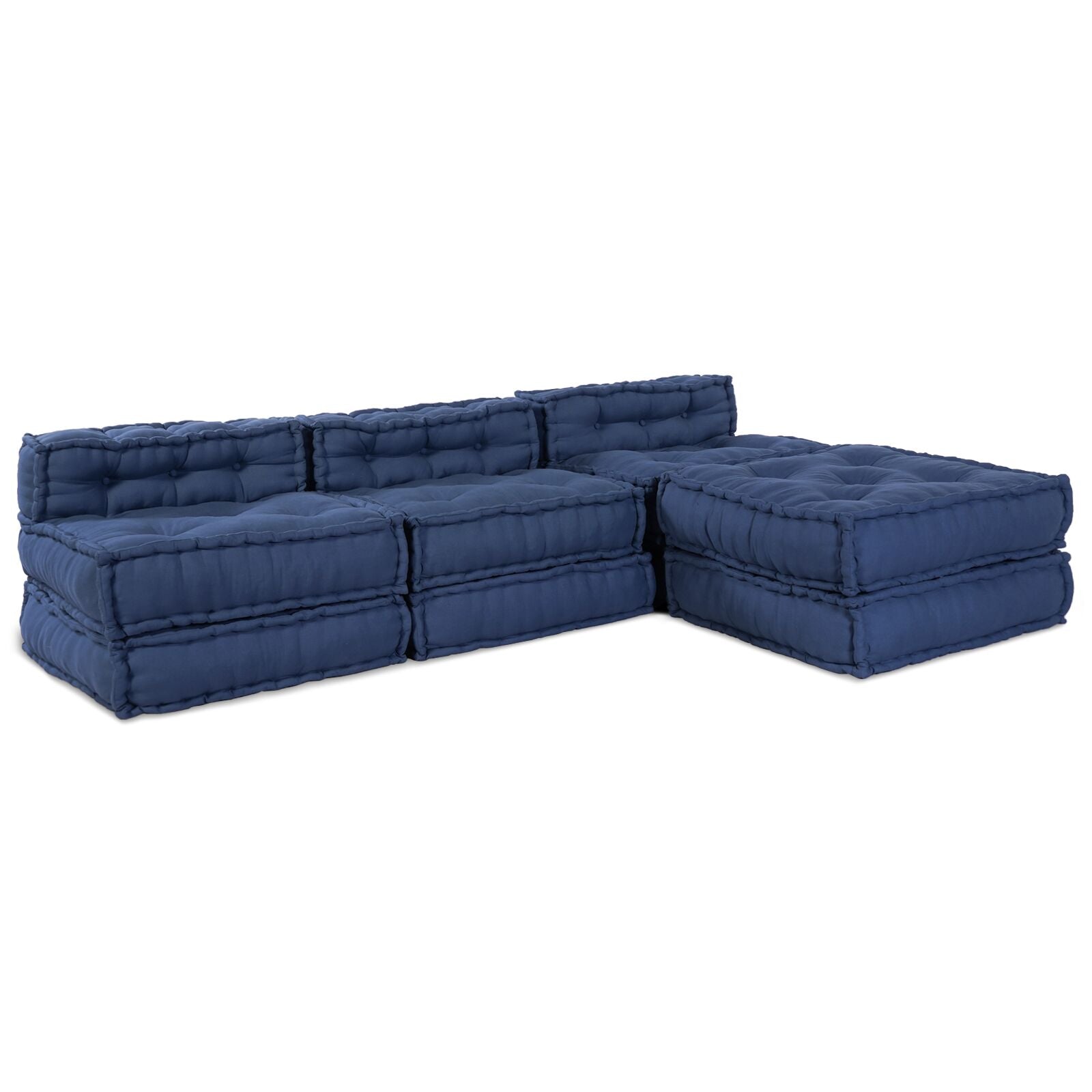 Modulaire Poefjes 4 Stuks Stof Indigo 70 x 70 x 54 cm Lounge + 3x midden