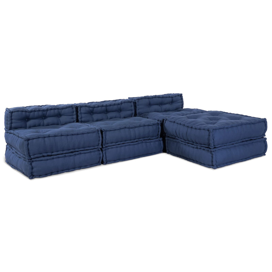 Modulaire Poefjes 4 Stuks Stof Indigo 70 x 70 x 54 cm Lounge + 3x midden