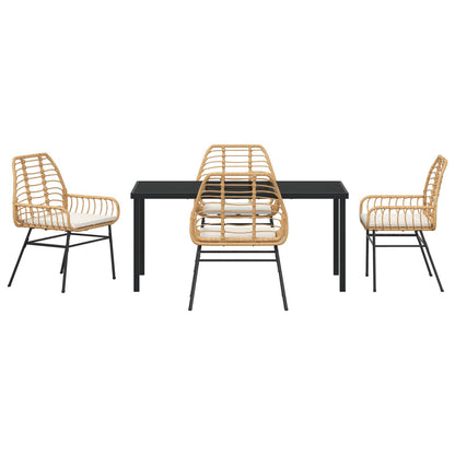 5-Delige Tuinset Met Kussens Bruin Poly Rattan