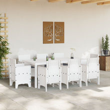 9-Delige Tuin Eetset Met Kussens Wit Poly Rattan