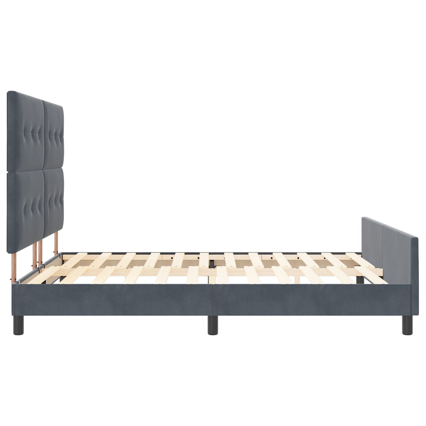 Bedframe Donkergrijs 180X200 Cm Fluweel Crème