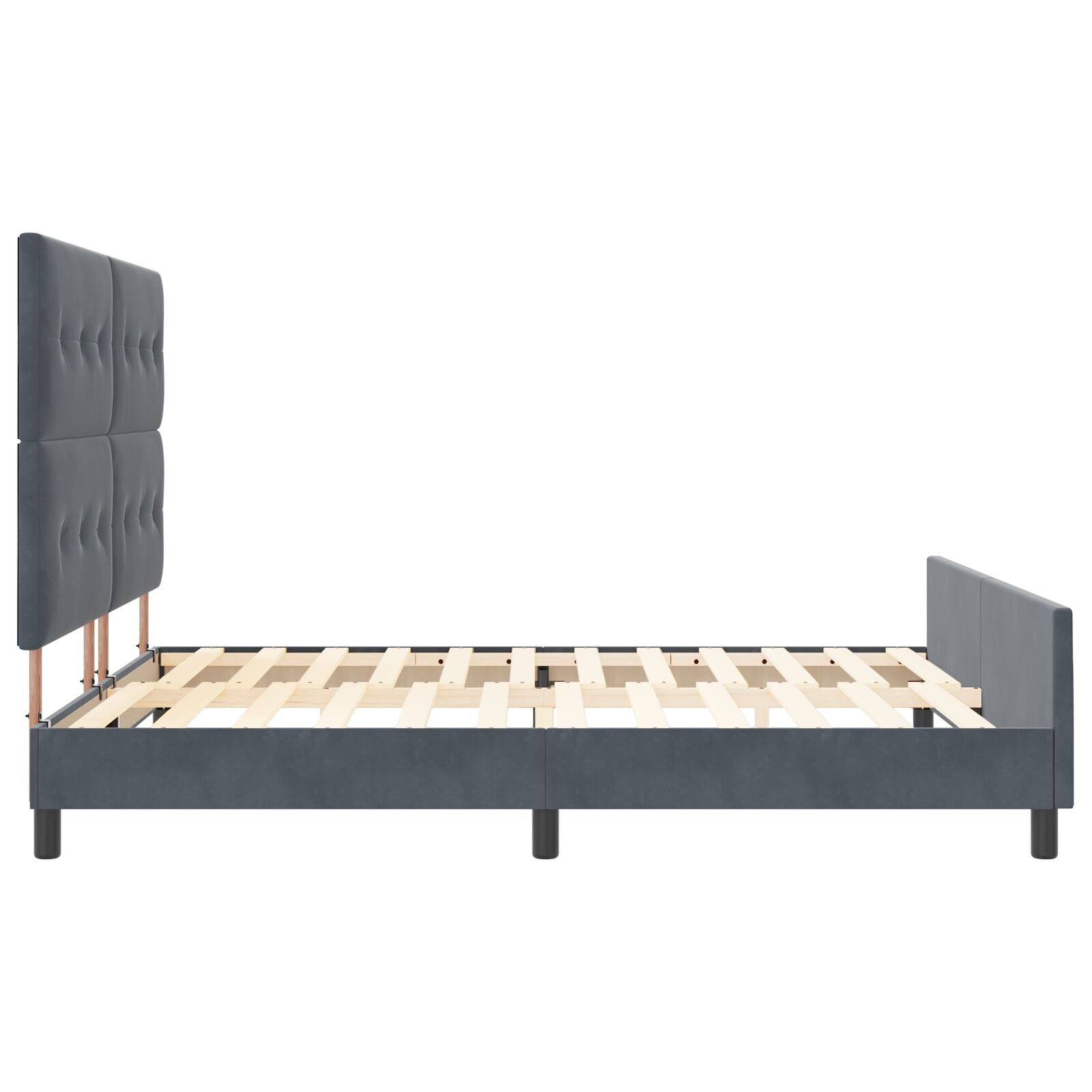 Bedframe Donkergrijs 180X200 Cm Fluweel Crème