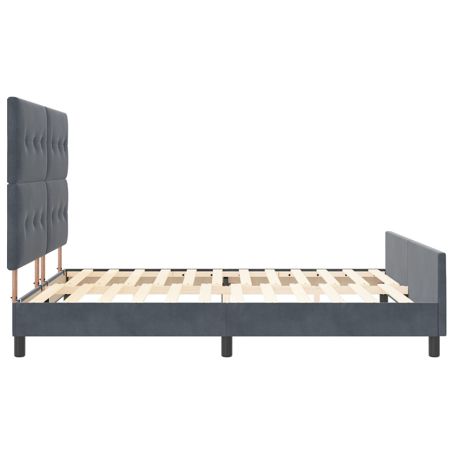 Bedframe Donkergrijs 180X200 Cm Fluweel Crème