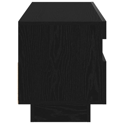 Tv-Meubel Met Led-Verlichting Zwart Eiken 80X35X40 Cm Bewerkt Hout
