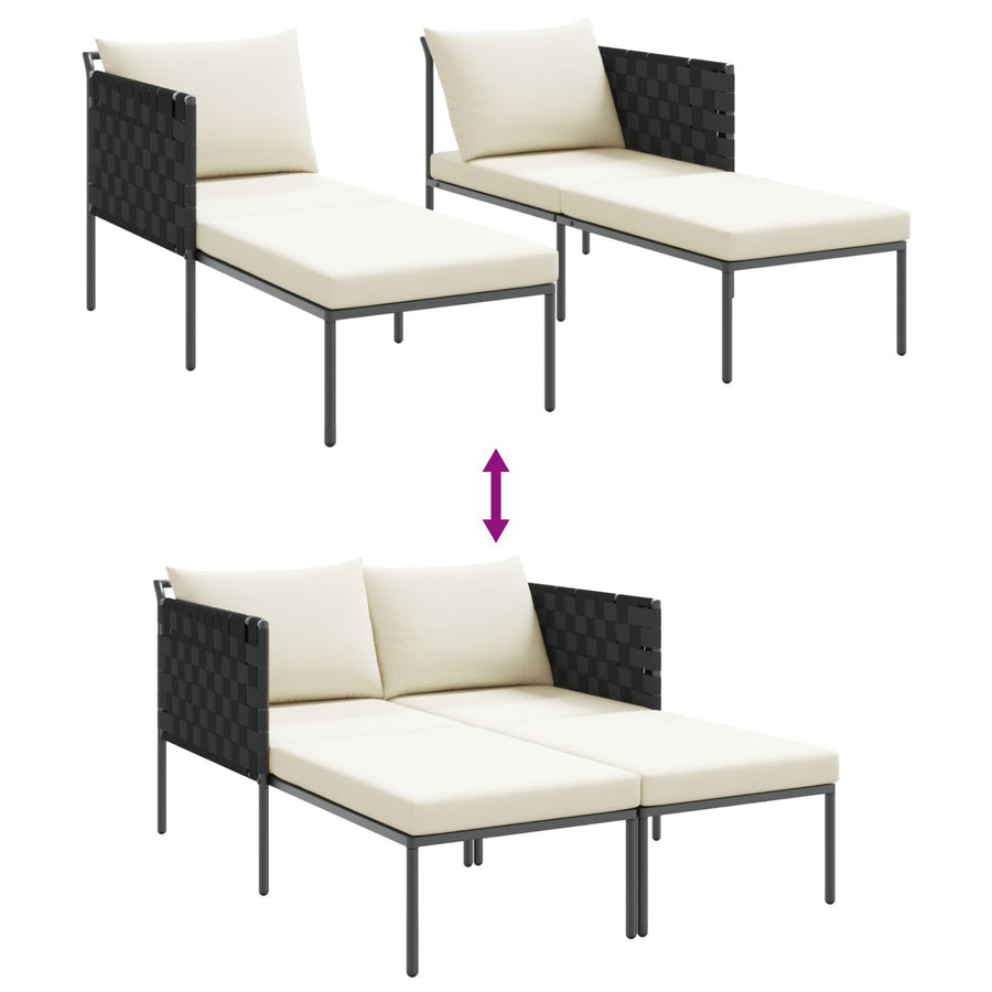 Ligbed Met Kussens 2-Persoons Antraciet 115X153X69,5 Cm Staal Crème wit