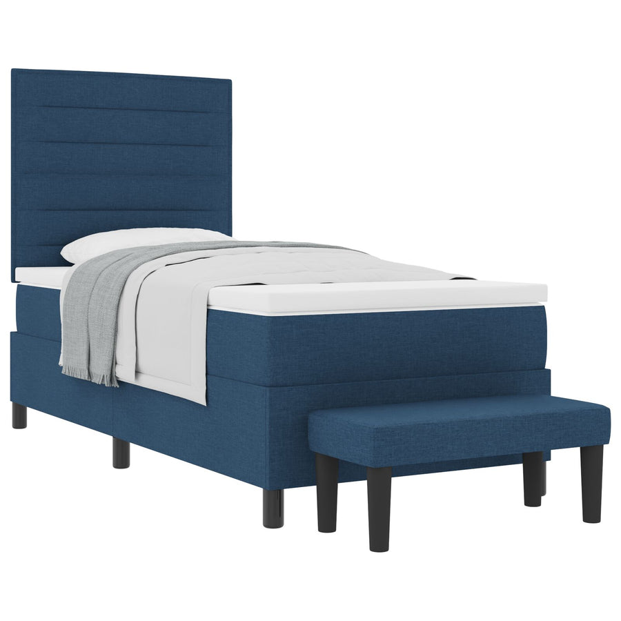 Boxspring Bed Met Matras & Bank Stof Blauw 80 x 200 cm Lijnen ontwerp