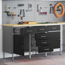 3-Delige Werkkast Set En Grijs Van Geengineerd Hout En Staal 3x (84/84/85 cm) Zwart 3x kast