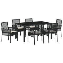 7-Delige Tuintafelset Met Kussens Zwart Poly Rattan