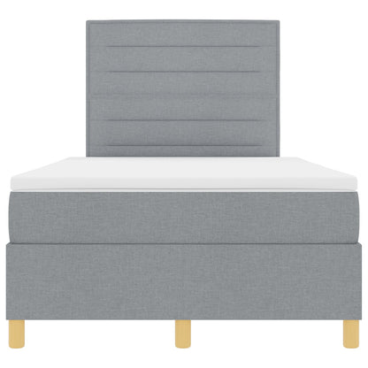 Boxspring Bed Met Matras Lichtgrijs 120X200 Cm Stof Blauw