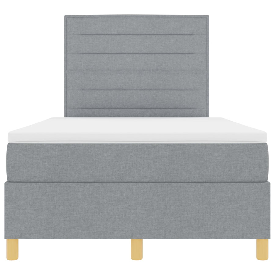 Boxspring Bed Met Matras Lichtgrijs 120X200 Cm Stof Blauw