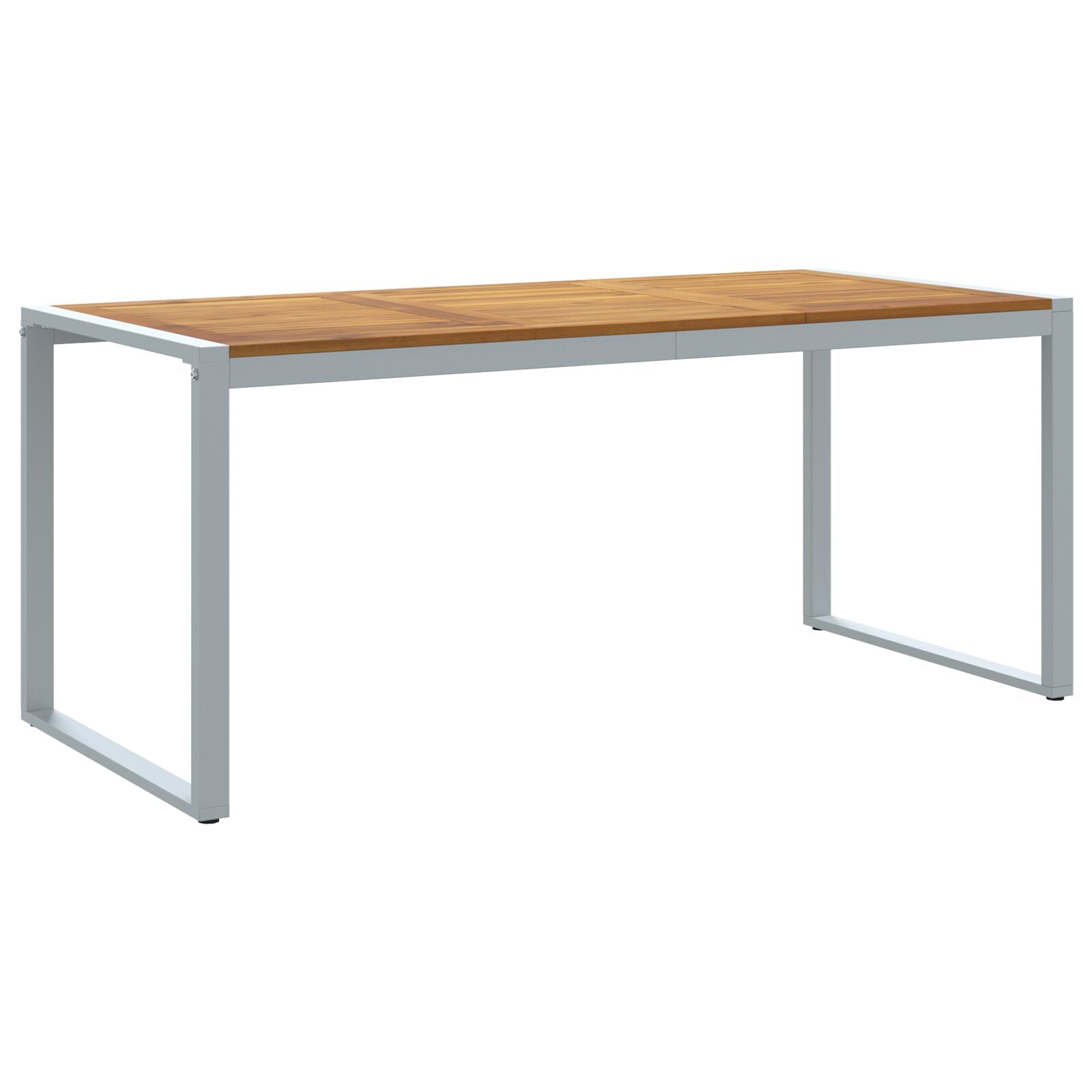 Tuin Eettafel Grijs 180X90X75 Cm Staal & Massief Acaciahout