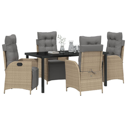5-Delige Tuin Eetset Beige Poly Rattan