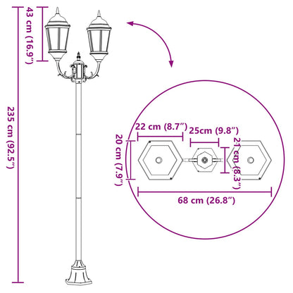 Tuinlichtpaal 2-Lamp E27 220 Cm Aluminium Brons