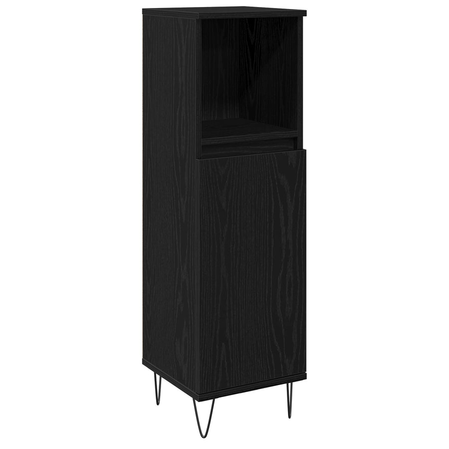 Badkamerkast 30X30X100 Cm Bewerkt Hout Zwart eiken