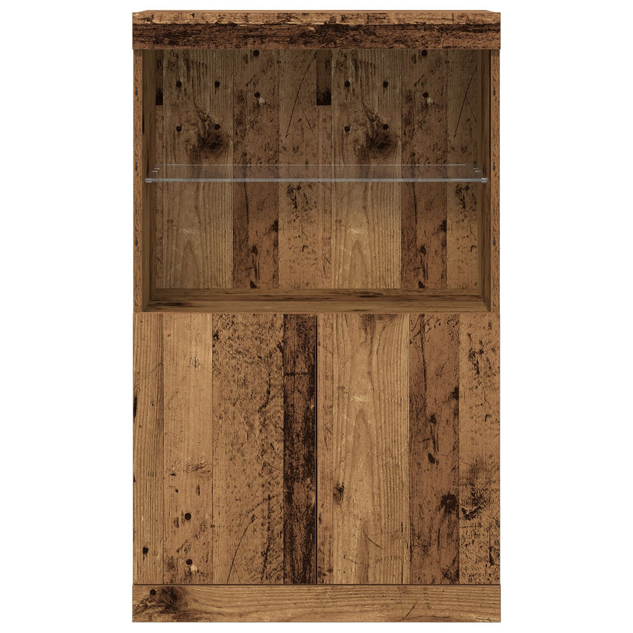 Dressoir Met Led-Verlichting Oud Hout 60X37X100 Cm Oude hout