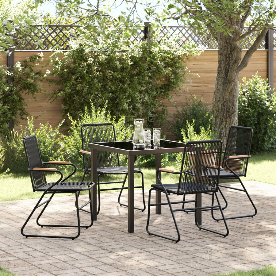 5-Delige Tuin Eetset Zwart Pvc Rotan