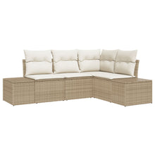 4-Delige Tuinsofa Set Met Kussens Poly Rattan Beige en wit zonder tafel