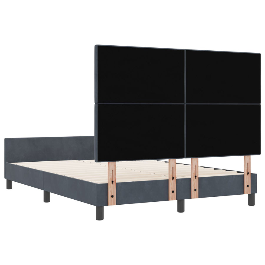 Donkergrijze Velours Bedombouw 140X190 Cm Crème
