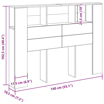Zwarte Eikenhouten Hoofdbordkast - 140X19X104.5 Cm - Gemaakt Van Engineered Wood