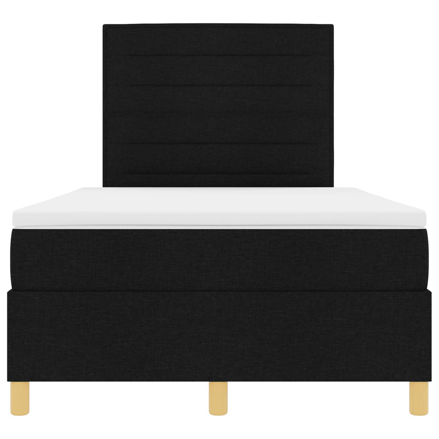Boxspring Bed Met Matras Zwart 120X200 Cm Stof Blauw