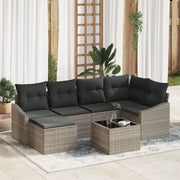Tuinset poly rattan lichtgrijs 7-delig