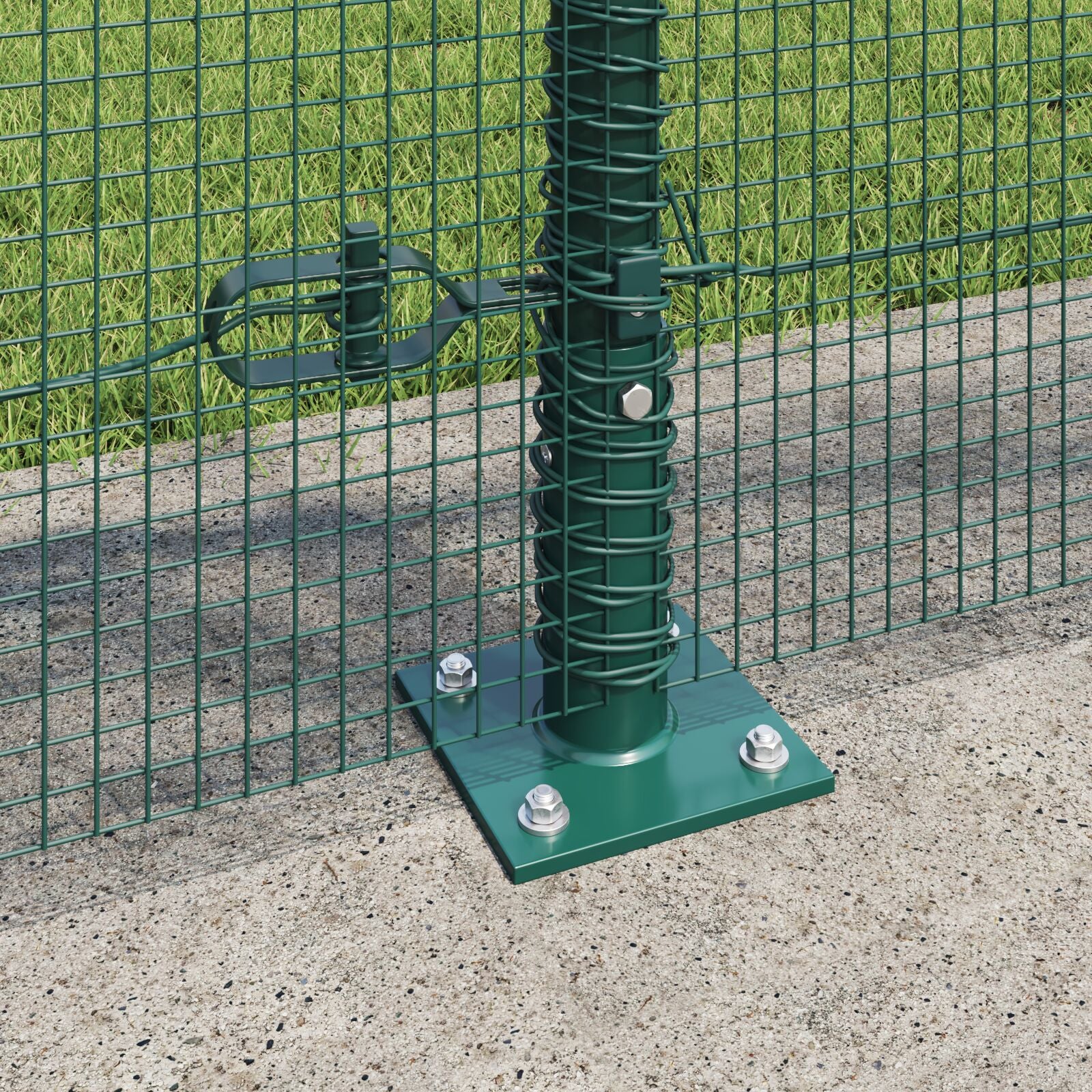 Gelaste Draadafsluiting Met 13 Flenspalen Groen 0.8X100 M Staal Gegalvaniseerd Staal