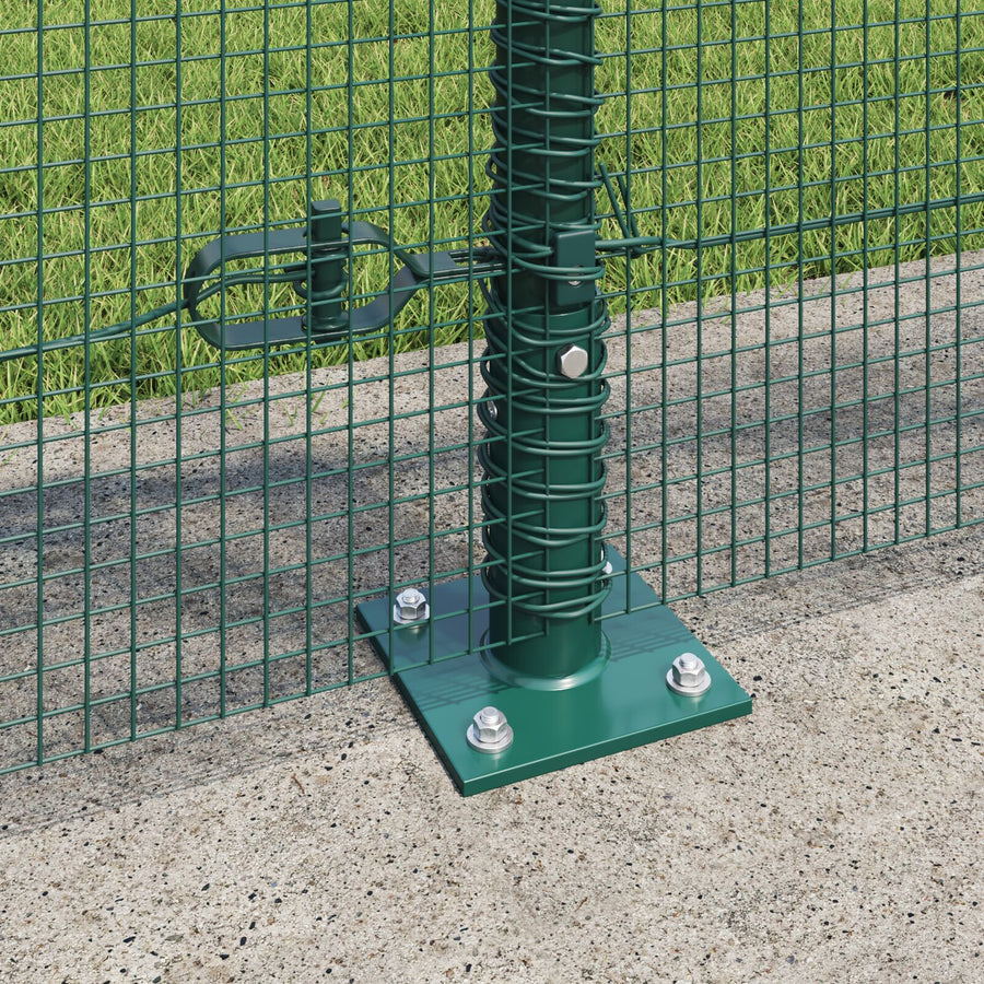 Gelaste Draadafsluiting Met 13 Flenspalen Groen 0.8X100 M Staal Gegalvaniseerd Staal