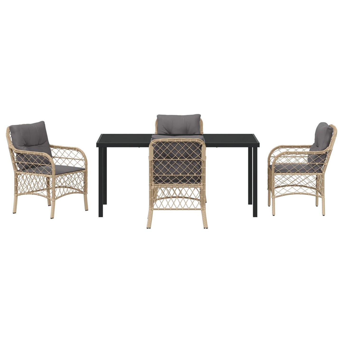 5-Delige Tuinset Met Kussens Beige Poly Rattan