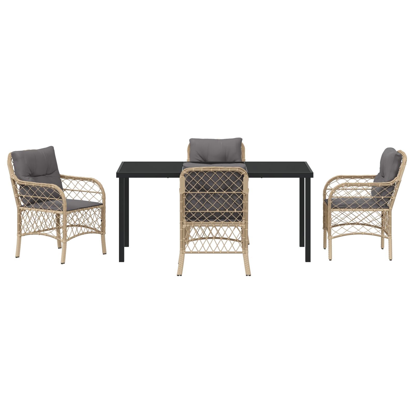 5-Delige Tuinset Met Kussens Beige Poly Rattan