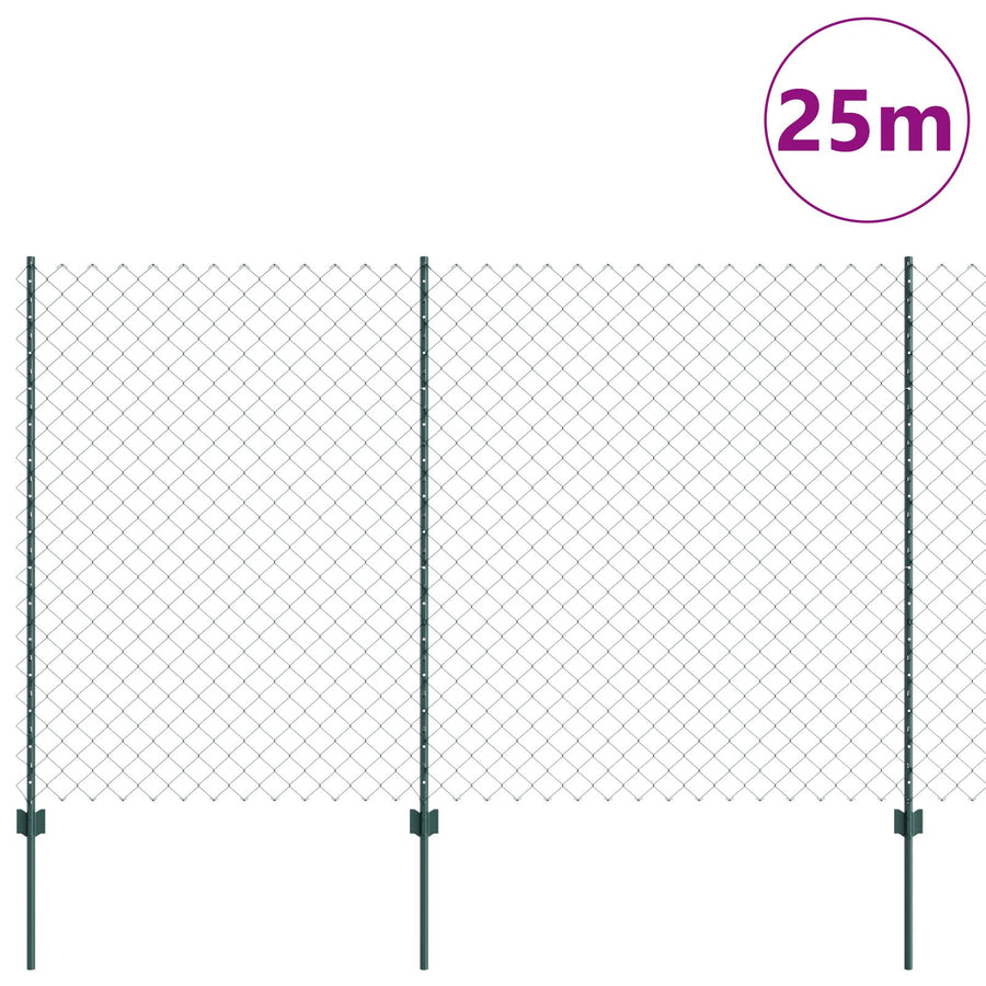 Tuinhek Set Set Van 2 Groen Metaal 25X1.5 M Duurzaam Tuinhek