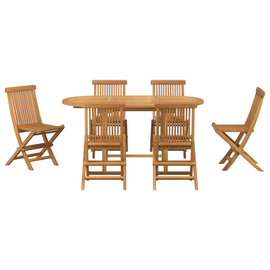 7-Delige Tuin Eettafelset Massief Hout Teak
